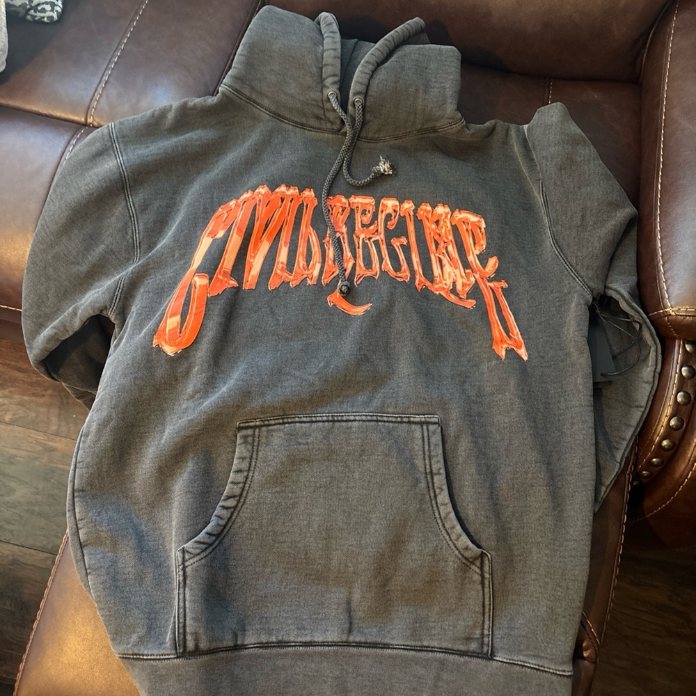 Gray Hoodie with Orange Graphic Design